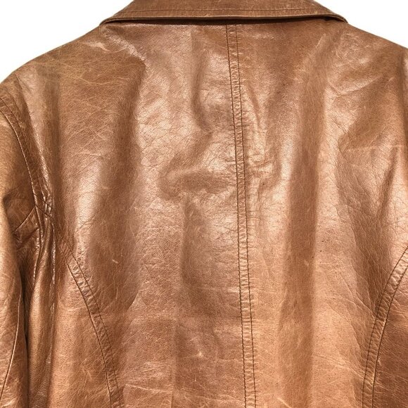 JOOP! Vintage European  warm Tan Brown Full Zip Leather Jacket - Picture 4 of 16